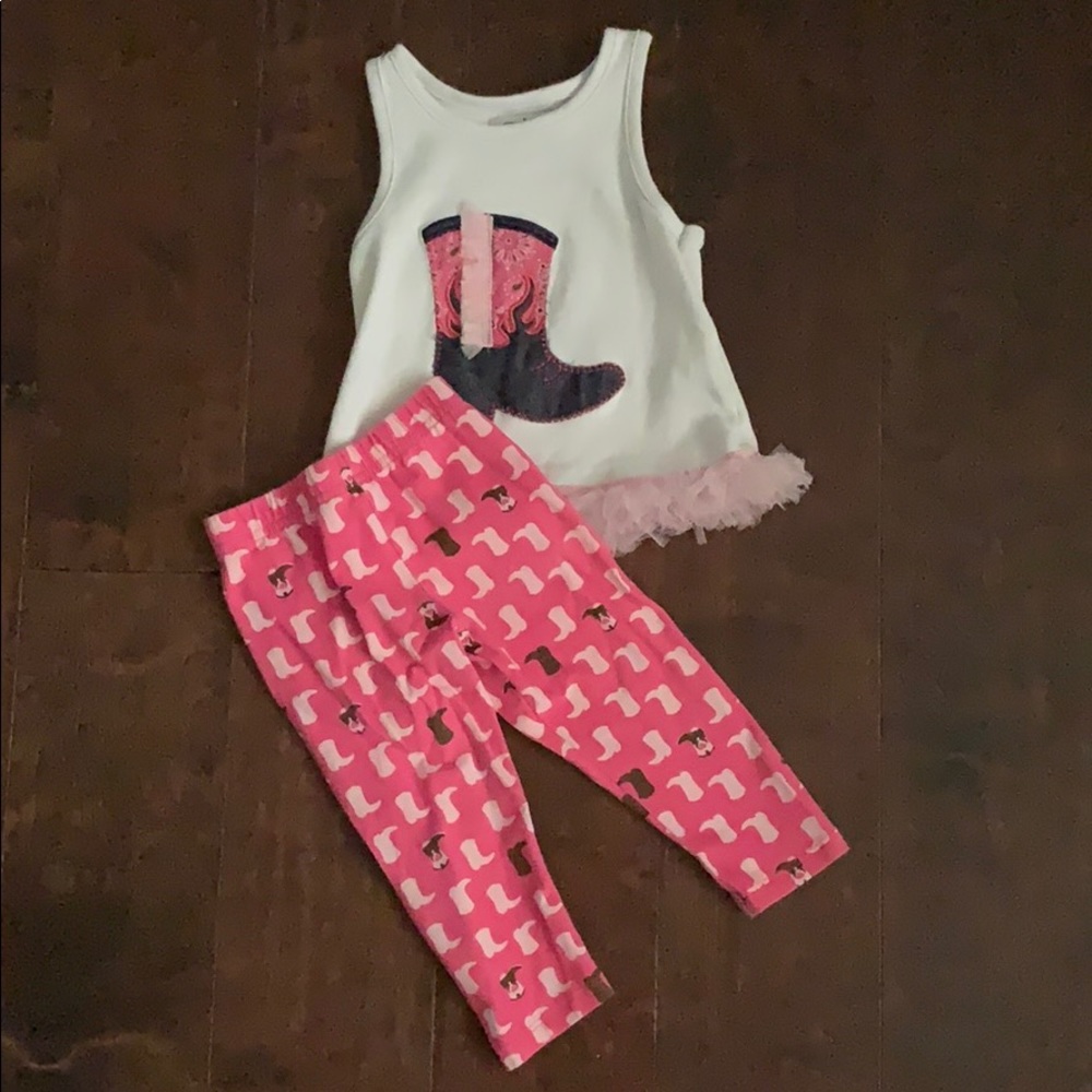 6-9 month western boots mudpie outfit